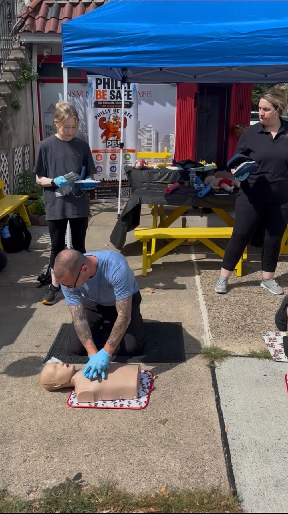 Participant practicing CPR