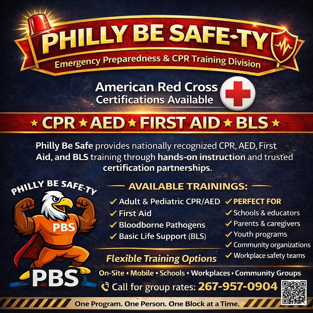 Philly Be Safe Emergency Preparedness and CPR Training Division flyer